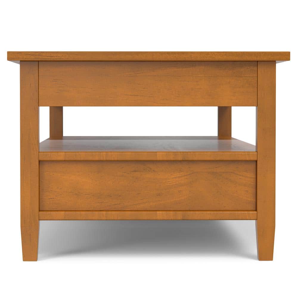 Light Golden Brown Solid Wood Lift-Top Coffee Table with Storage