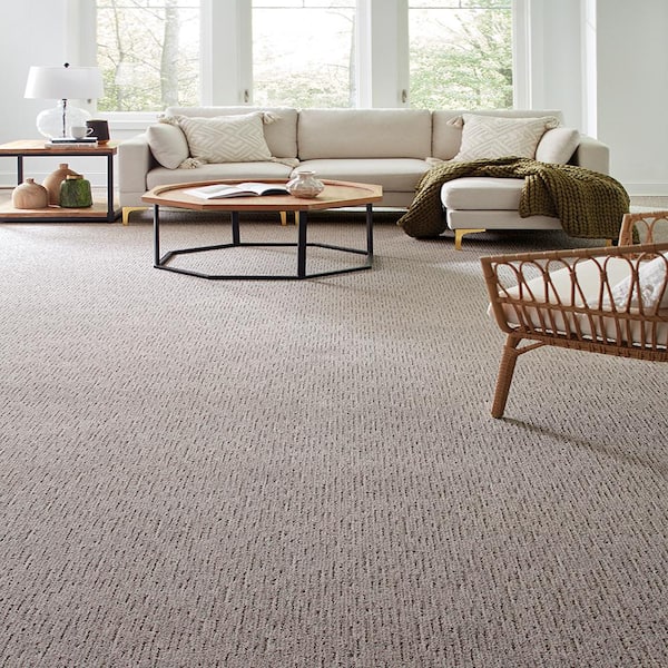 Smooth Summer Barefoot Gray 37 oz Polyester Pattern Installed Carpet