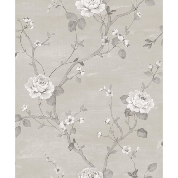 Unbranded Palazzo 2 Collection Grey Luisella Floral Vine Vinyl on Non-Woven Non-Pasted Wallpaper Roll