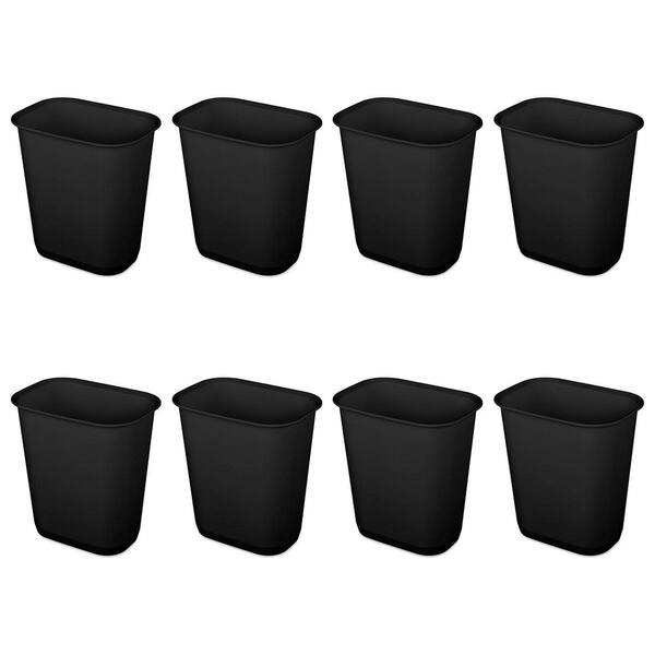 3 Gal. Black Rectangle Wastebasket Small Home Plastic Trash Bin, (8-Pack)