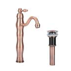 Victorian Single Hole Single-Handle Vessel Bathroom Faucet with Drain in Antique Copper