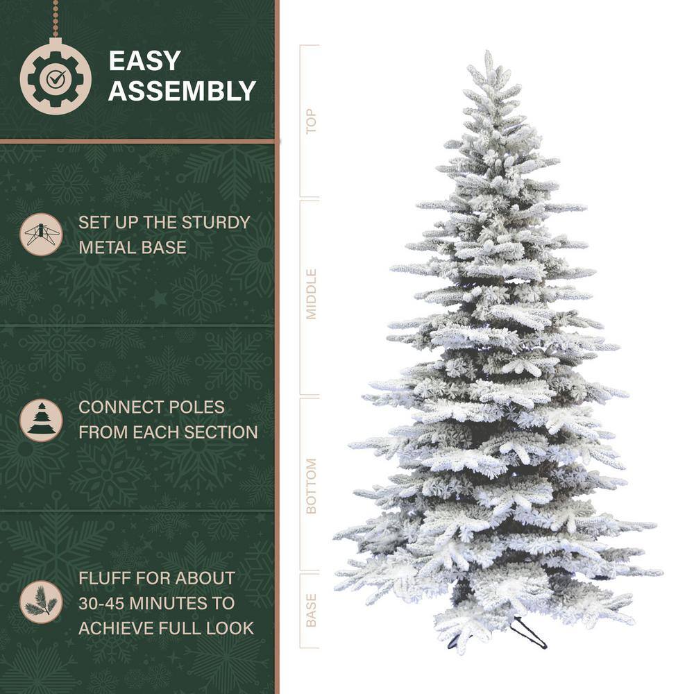 6.5 ft Flocked Pine Valley Artificial Christmas Tree with Snow Finish