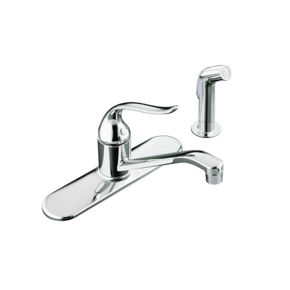 Coralais Single-Handle Standard Kitchen Faucet with Side Sprayer and Lever 