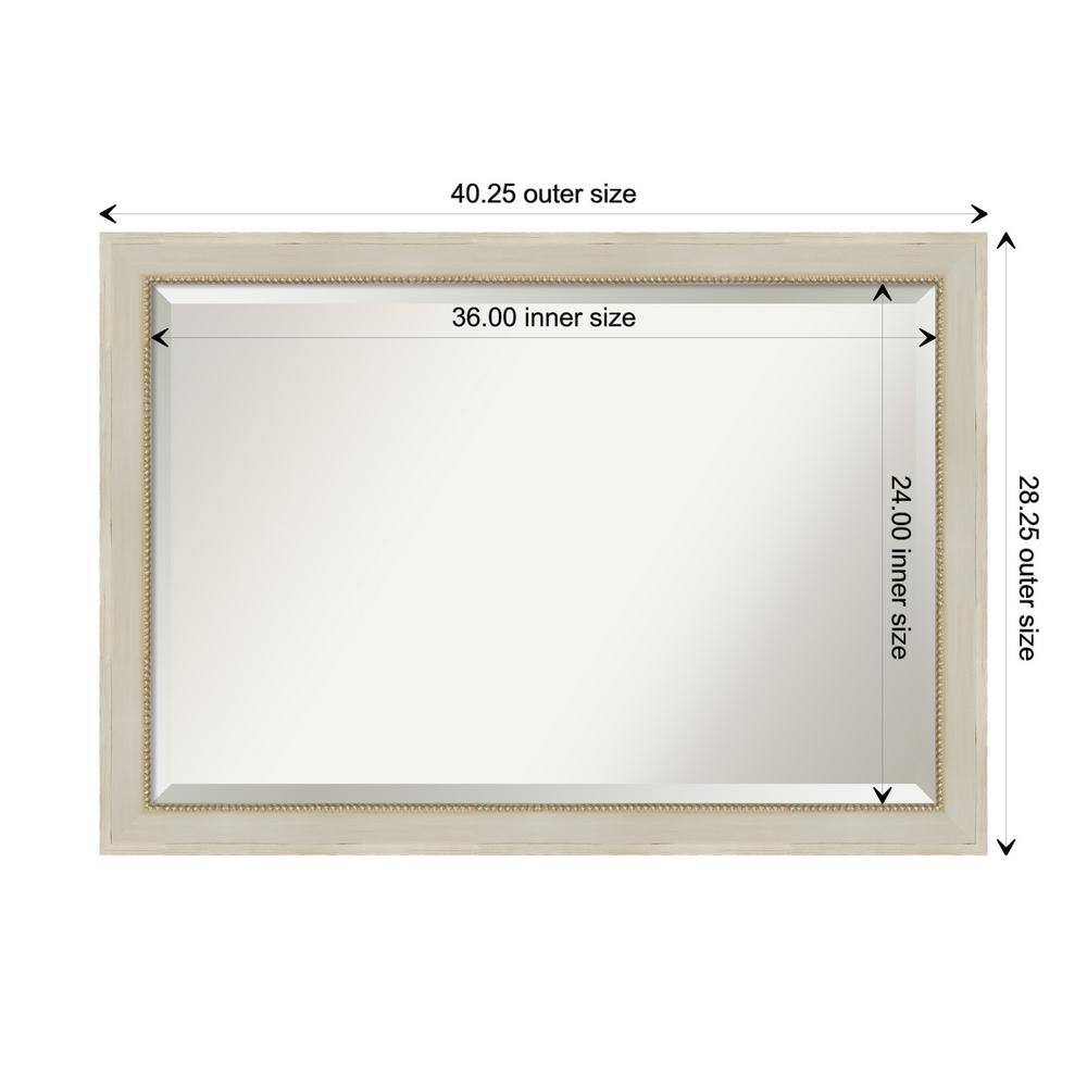 Silver Rectangular Wood Bathroom Vanity Mirror