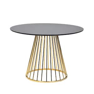 43 in. Black, White and Gold Marble Top Pedestal Dining Table (Seat of 2)