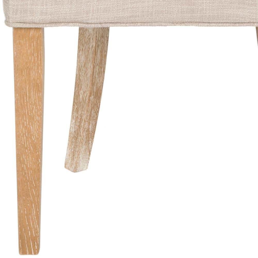Gray Linen Upholstered Parsons Side Chair with Wood Legs