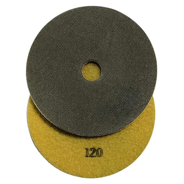 5 in. Electroplated Diamond Grinding and Polishing Pads for Concrete, Stone or Masonry, Wet or Dry, #100/120 Grit