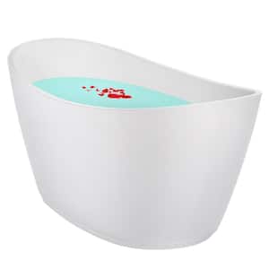 69 in. Acrylic Flatbottom Double Slipper Freestanding Soaking Bathtub in White with Polished Chrome Overflow and Drain