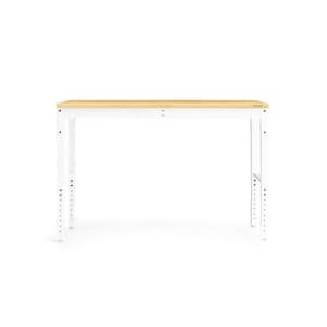 Pro Series 56 in. White Workbench with Bamboo Worktop