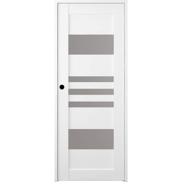 Belldinni Leti 28 in. x 80 in. Right-Hand 5-Lite Frosted Glass Solid Core Bianco Noble Wood Composite Single Prehung Interior Door