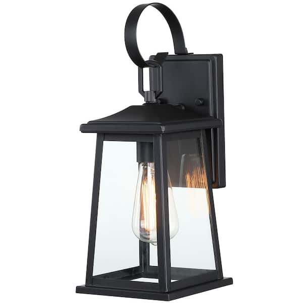 15.46 in. Farmhouse Outdoor Front Porch Light, Black outdoor sconce for Patio Decor