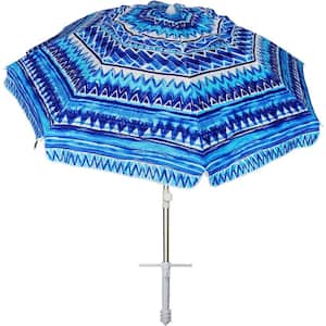 Beach Umbrellas for Sand Heavy-Duty Wind Portable in 6.5 ft. Beach Umbrella in Geometric Blue