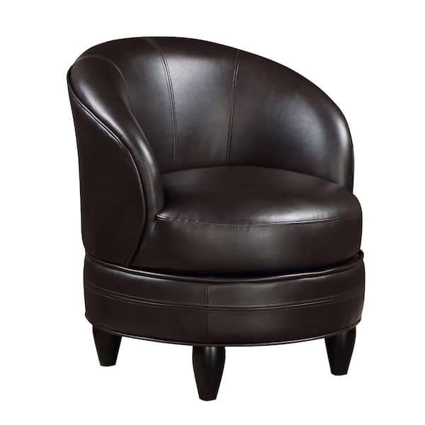 Steve Silver Company Sophia Brown Faux Leather Slope Arm Accent Chair with Swivel