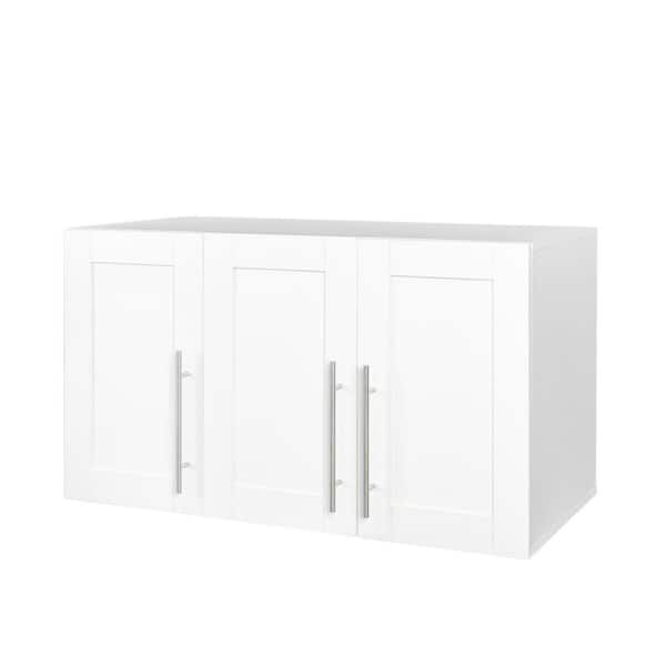 35.43 in. W x 19.69 in. H White Wood Surface Mount Medicine Cabinet without Mirror, Wall Cabinet with Adjustable Shelf
