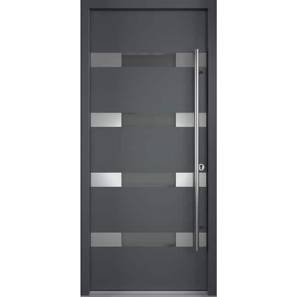 Belldinni AURA 37 in. x 82" Left-Hand/Inswing Frosted Glass ANTRACIT/WHITE Finished Steel Prehung Front Door with Hardware Kit