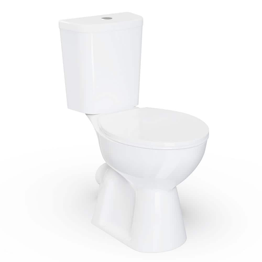 19 in. Tall Toilet 2-Piece 1.0/1.6 GPF Rear-Outlet Dual Flush Round Toilet in White, -  Simple Project, HD-US-HT-120