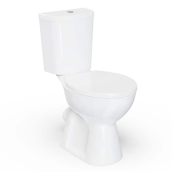 Simple Project 19 in. Tall Toilet 2-Piece 1.0/1.6 GPF Rear-Outlet Dual Flush Round Toilet in White,