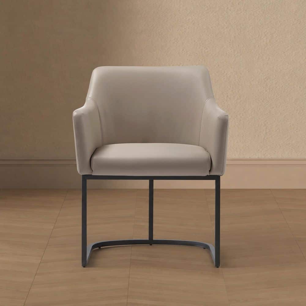 Serena Light Grey Modern Faux Leather Upholstered Dining Armchair