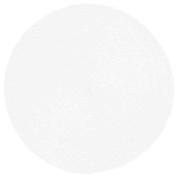 SAFAVIEH Braided White 3 ft. x 3 ft. Abstract Round Area Rug