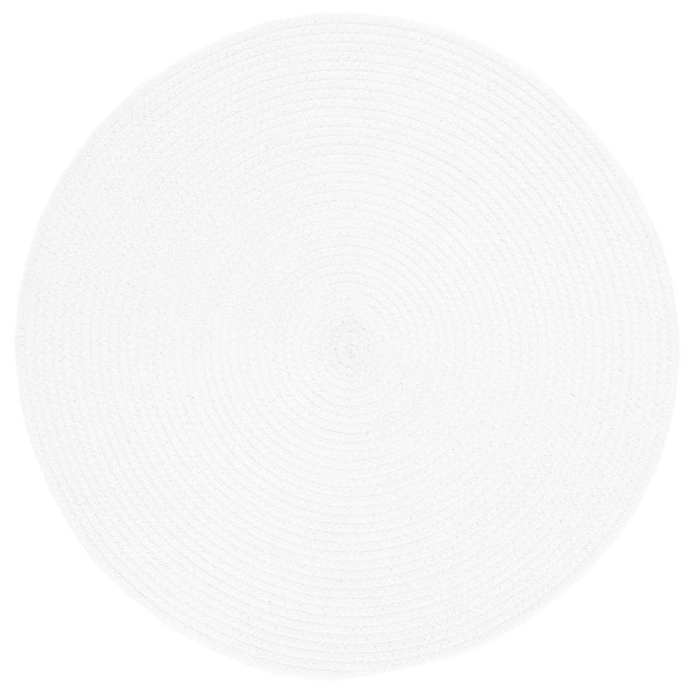 Handmade Blue Synthetic Round Washable Braided Rug, 47"