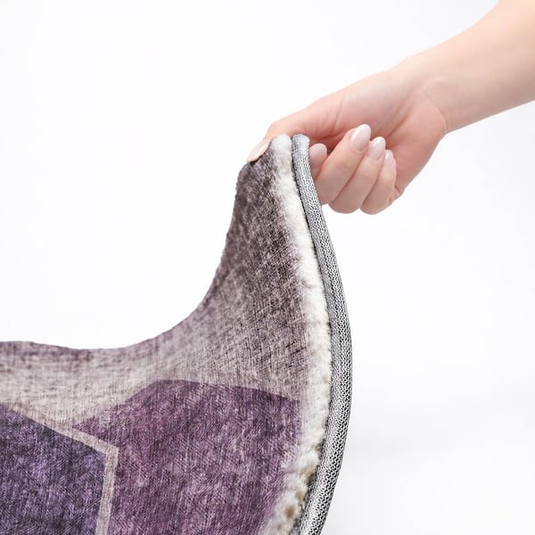 Dream Shag Premium Machine Washable Abstract ADS679 Eggplant 8 ft. x 10 ft. Area Rug