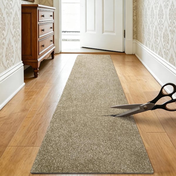 Cuttable Cream Gray 2 Ft.x 8 Ft.Runner Rug Custom Cut-to-Fit Trimable Self Adhesive Mat For Hallway Entryway Multi-Use