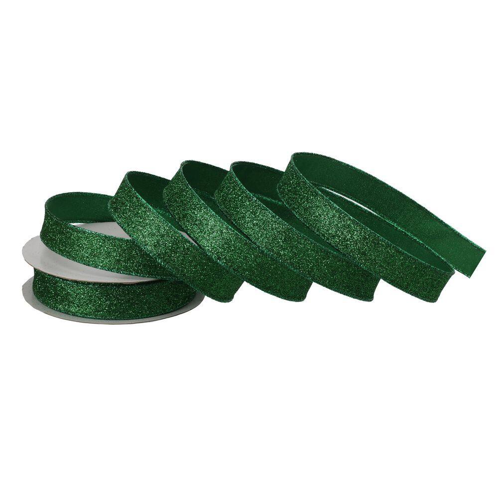 1 in. x 20Y Green Wired Glitter Satin Christmas Ribbon price history on PriceWatchPro
