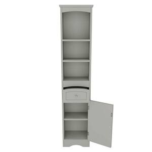 Modern 13.4 in. W x 9.1 in. D x 66.9 in. H MDF Board Gray Linen Cabinet with Drawer and Adjustable Shelf