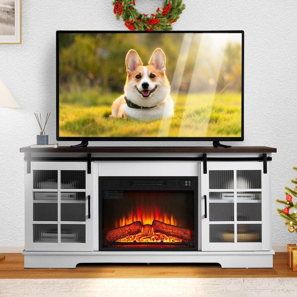 ToolCat 59 in. Freestanding Sliding Door TV Stand with 23 in