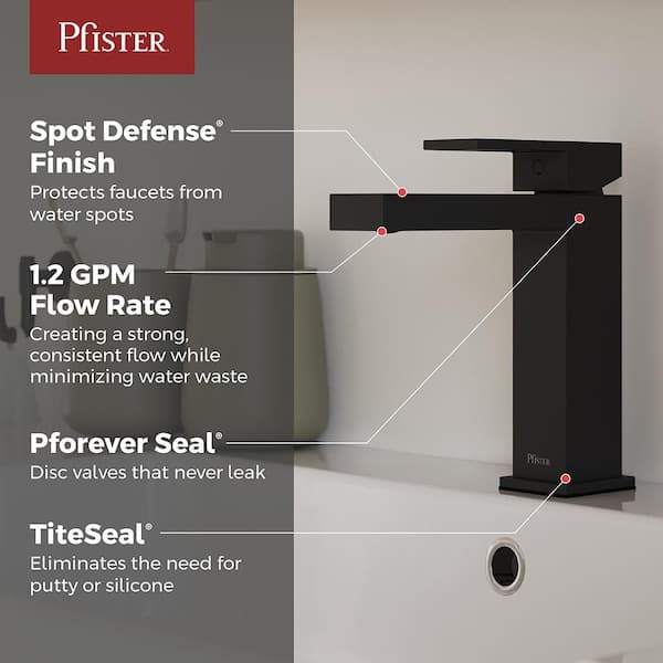 Dumont Single Handle Single Hole Bathroom Sink Faucet in Spot Defense Matte Black