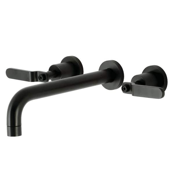 Kingston Brass Whitaker 2-Handle Wall Mount Roman Tub Faucet in. Matte Black