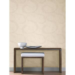 Swirl Cream Scroll Geometric Strippable Roll Wallpaper (Covers 56.4 sq. ft.)