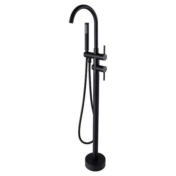 FORCLOVER 2-Handle Freestanding Tub Faucet with Hand Shower in. Matte Black
