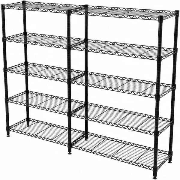 5-Tier 59" Wire Shelving Storage Rack Heavy Duty Metal Shelf Unit Height Adjustable for Garage Kitchen Pantry