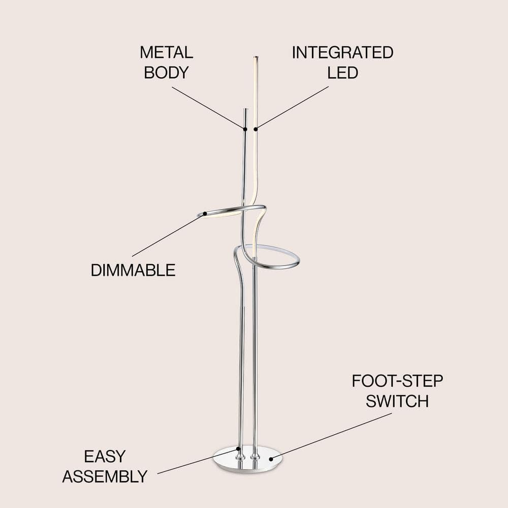 Sketch 64" Silver Adjustable Arc LED Floor Lamp