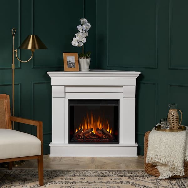 Chateau 41 in. Corner Electric Fireplace in White