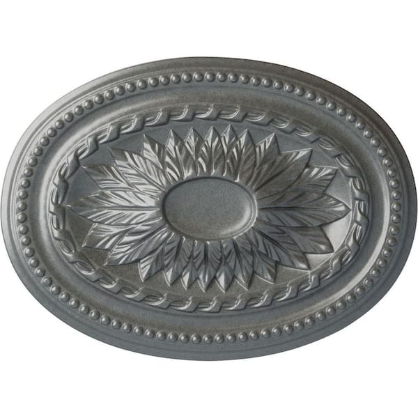 Ekena Millwork 18-1/2 in. W x 13-1/2 in. H x 1-7/8 in. Saverne Urethane Ceiling Medallion, Platinum