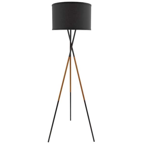 Kira Home Sadie 61 in. Black Modern 1-Light Tripod Floor Lamp with