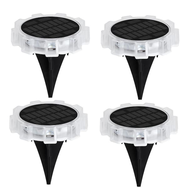 WYZM Multi-color Change 10Lumens White Integrated LED Weather Resistant Outdoor Solar Path Light(4-Pieces)