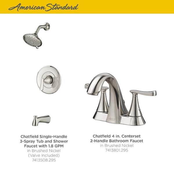 Chatfield Single-Handle 3-Spray Tub and Shower Faucet and 4 in. Centerset Bathroom Faucet Set in Brushed Nickel