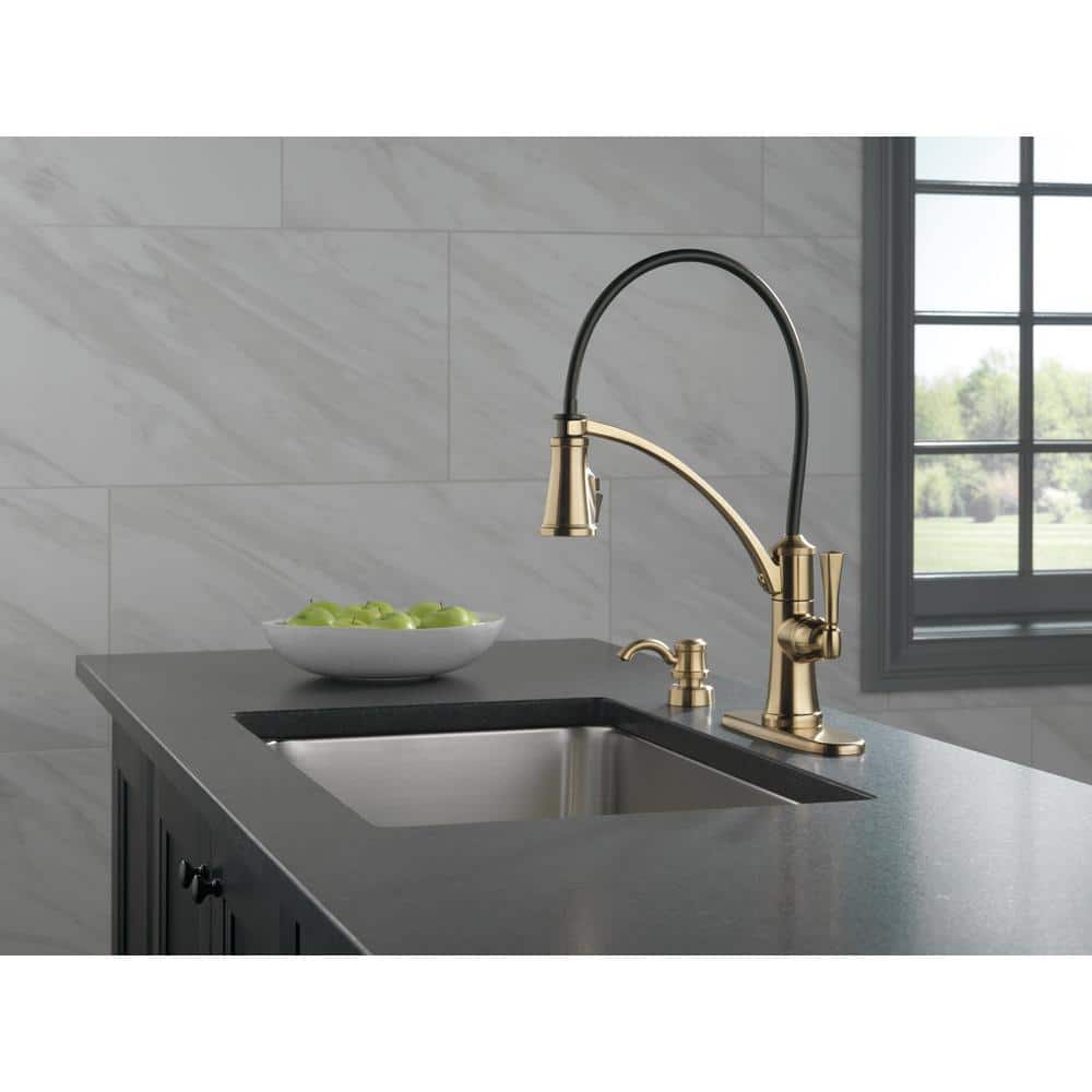 Foundry Champagne Bronze Pull-Down Kitchen Faucet with Soap Dispenser