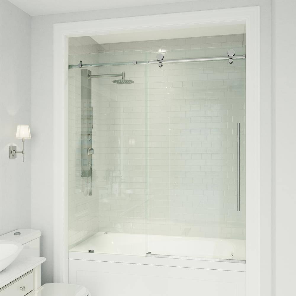 Elan E-Class Chrome Frameless Sliding Tub Door with Clear Glass