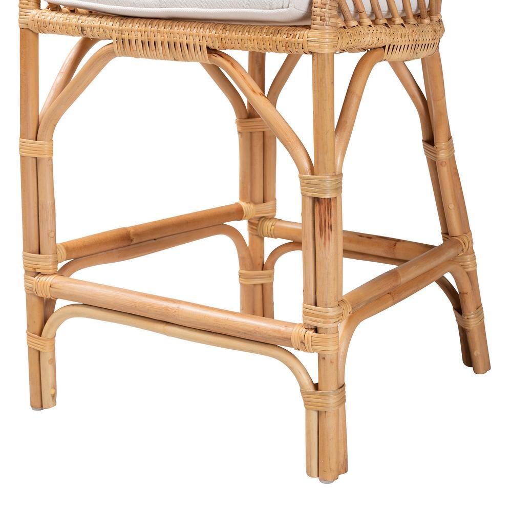 Arween Handcrafted Natural Brown Rattan Bohemian Counter Stool