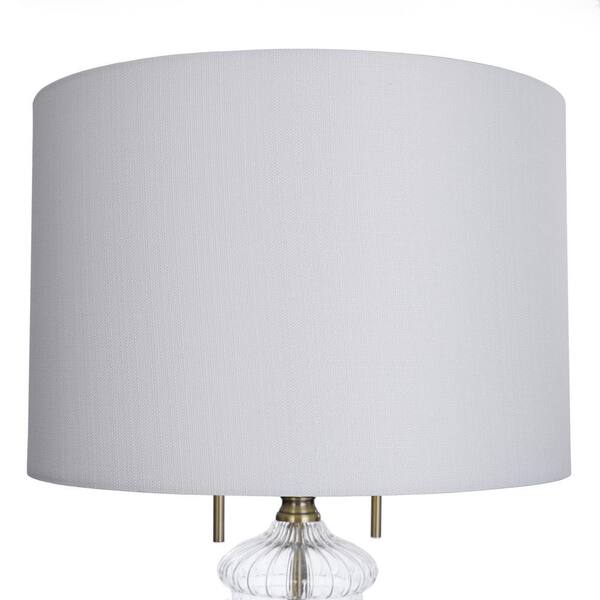 Stylecraft Mava 65 In Satin Brass Metal Floor Lamp With Clear Glass Fluted Accent L730279ds The Home Depot Satin Brass Metal Floor Lamp, Threshold Mercury Glass Floor Lamp