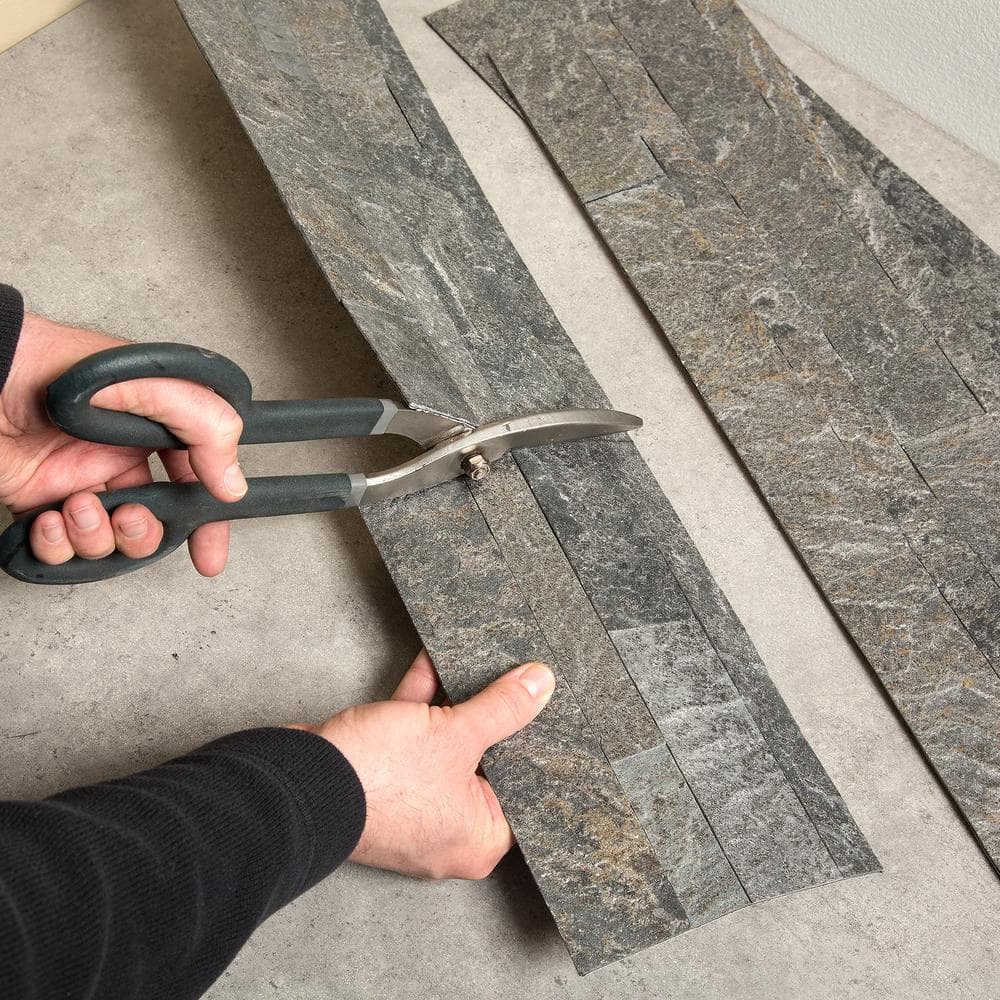 Gray Stone Peel and Stick Backsplash Tile