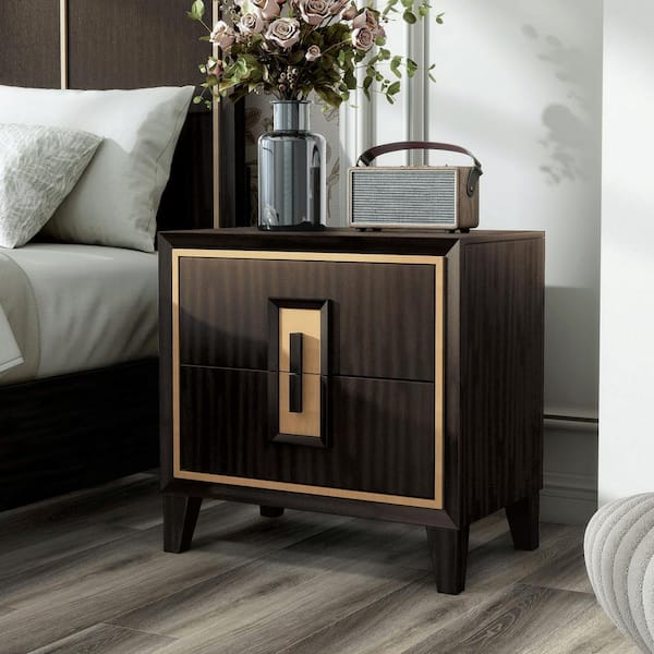 Furniture of America Demi Espresso 2-Drawer 27 in. Nightstand