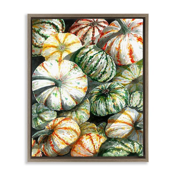 Stupell Industries Mixed Gourd Pattern by Alexandria Gilbert Kincaid 1-Piece Floater Frame Graphic Print Nature Art Print 31 in. x 25 in.