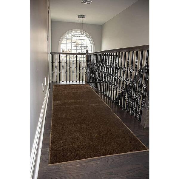 runrug Black Velvet Stair Carpet Runner - Width: 2ft