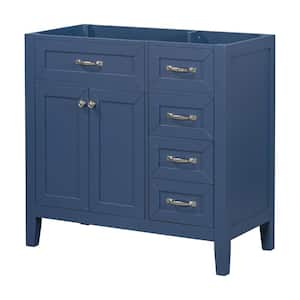 35.5 in. Blue Modern Base Only Storage Bathroom Vanity  with Drawers without Sink, Soft Close Door for Small Bathroom