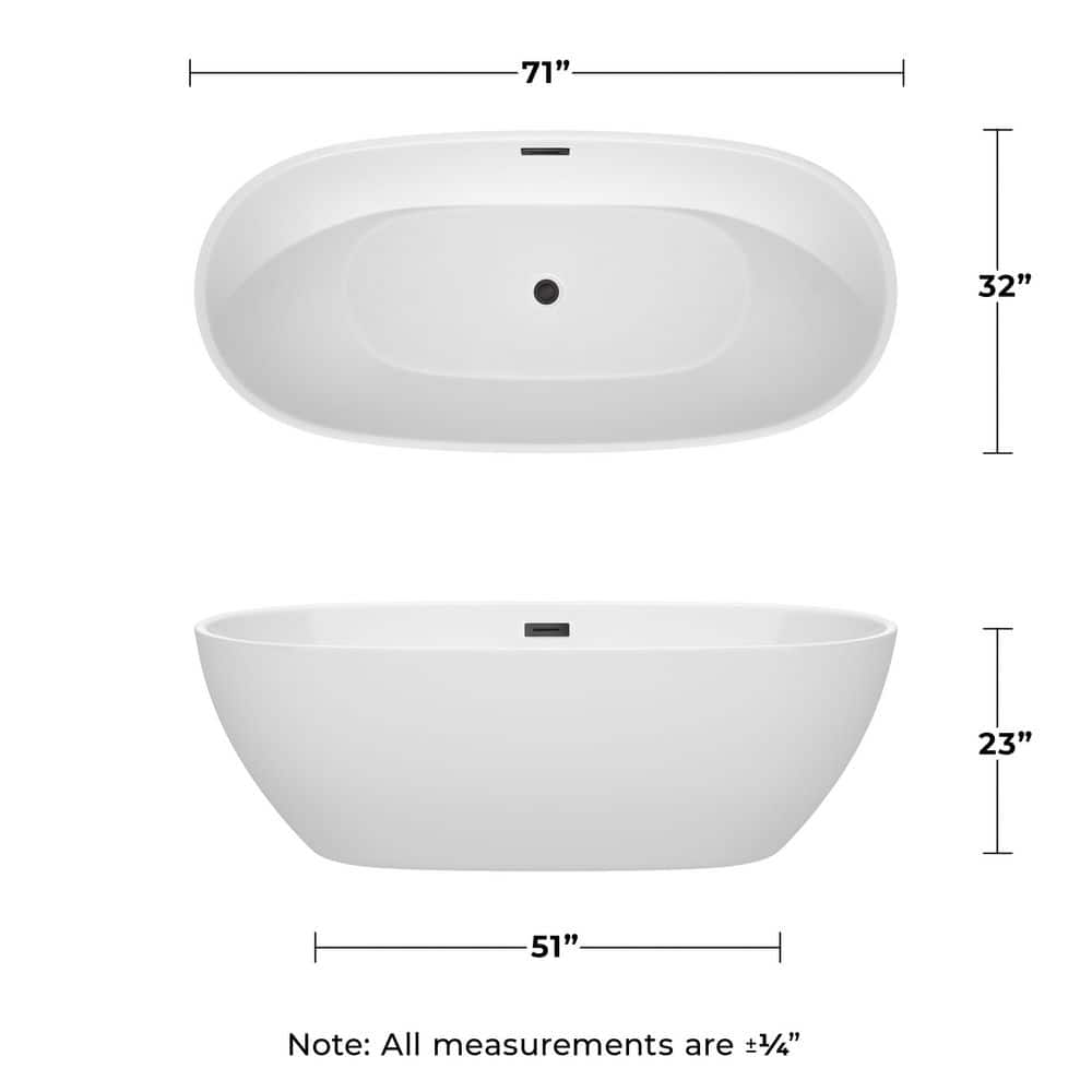Juno 71'' White Acrylic Freestanding Soaking Bathtub